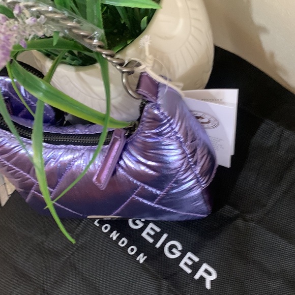 KURT GEIGER LONDON Small Purple Quilted Metallic Crossbody - Picture 8 of 15